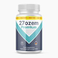 Thumbnail for 27ozem Premium Nahrungsergänzungsmittel in weißer Dose mit türkis-grauem Design und 90 Kapseln