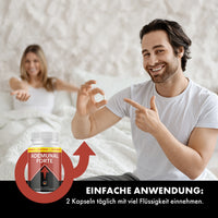 Thumbnail for Ademunal Forte Anzeige mit lächelndem Mann im Bett, Produktdose und Anwendungshinweis unten