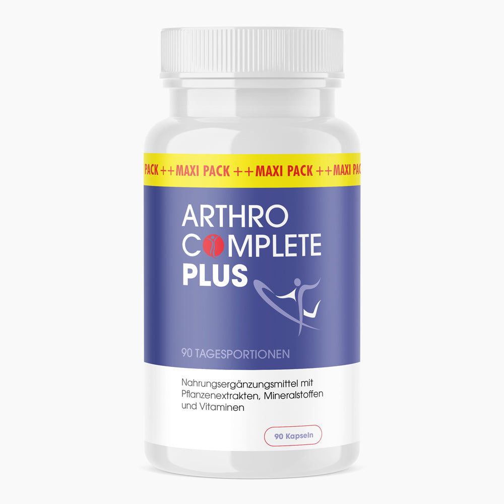 Kunststoffdose mit blauem Etikett Arthro Complete Plus, 90 Kapseln