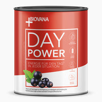 Thumbnail for Rote Dose mit Aufschrift DAY POWER Energie für den Tag in jeder Situation mit Johannisbeeren-Abbildung