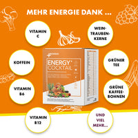 Thumbnail for Infografik Energy Cocktail mit Zutatenangaben Vitamin C B6 B12 Koffein grüner Tee