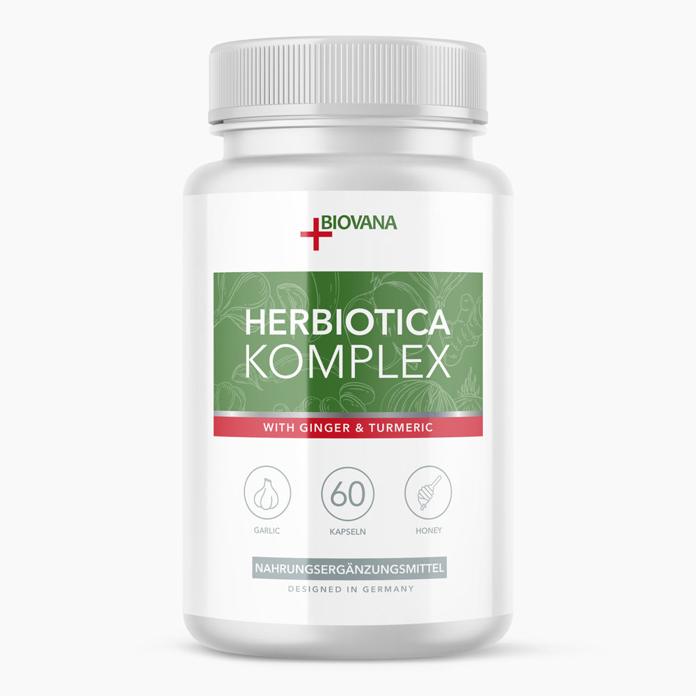 Dose Biovana Herbiotica Komplex mit Ingwer, Kurkuma, Knoblauch und Honig, 60 Kapseln