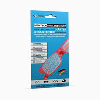 Thumbnail for Blaue Verpackung mit Schrift Hightech Brillenschutz und roter Brille mit Wabenmuster