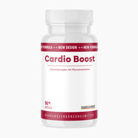 Thumbnail for Dose mit roter Aufschrift Cardio Boost, 90 Kapseln, roter Streifen oben und unten auf dem Etikett