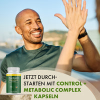 Thumbnail for Control + Metabolic Complex Kapseln mit zwei Personen beim High-Five und motivierendem Werbeslogan