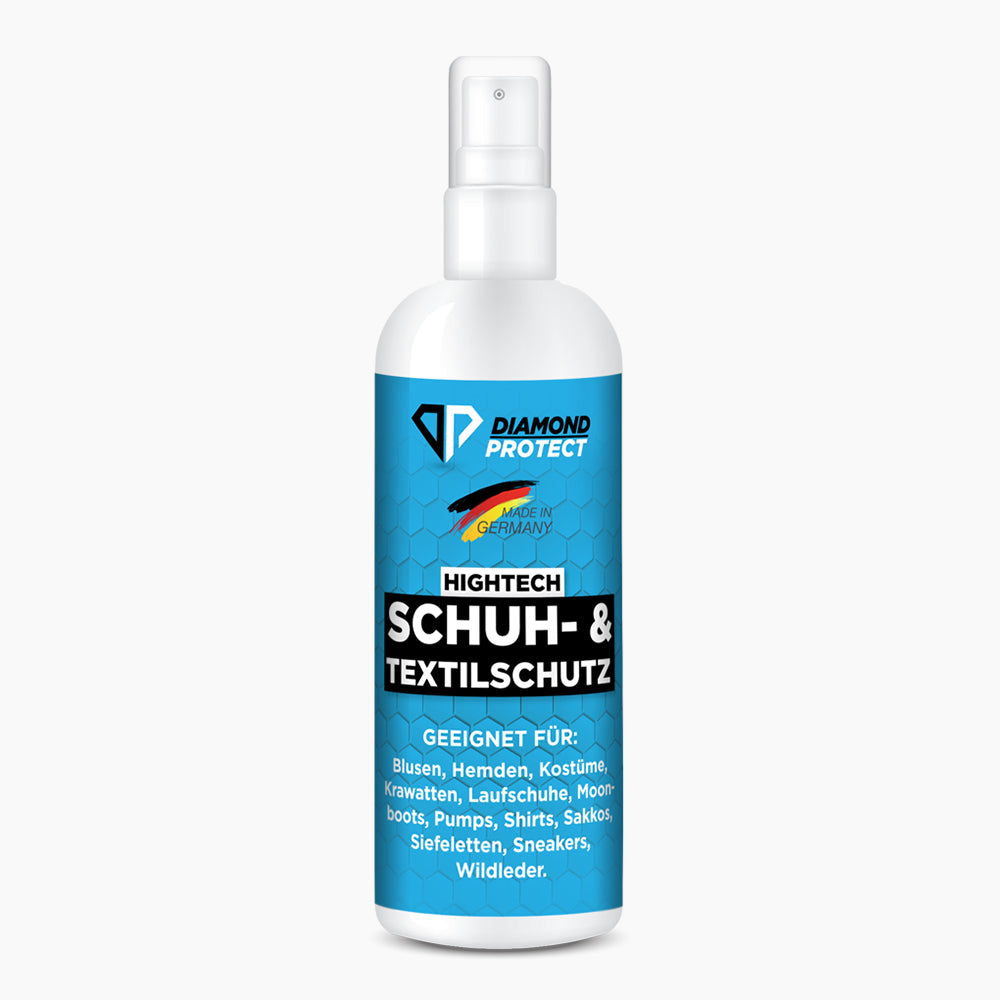 Sprühflasche mit blauem Etikett und Schrift Diamond Protect Schuh- & Textilschutz, 100 ml