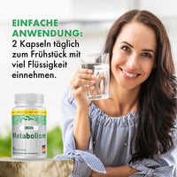 Thumbnail for Frau mit Wasserglas neben EREXOL Metabolism und Text zur täglichen Anwendung