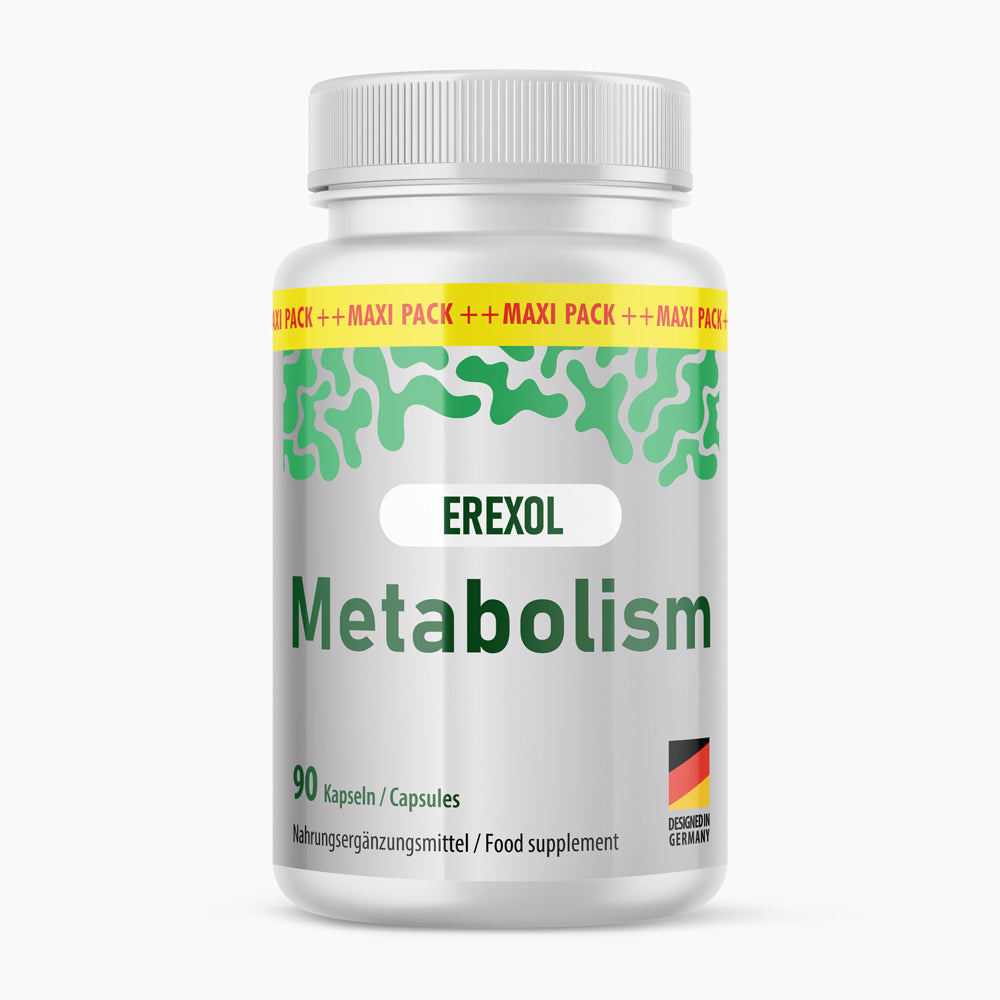 Dose mit Aufdruck EREXOL Metabolism, 90 Kapseln/Capsules, Designed in Germany