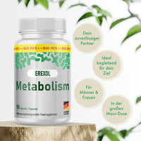 Thumbnail for Dose EREXOL Metabolism auf Holzpodest, mit Textkreisen und grünen Blätter