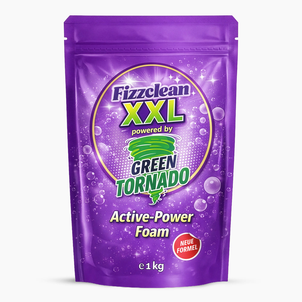 Violette Verpackung Fizzclean XXL Green Tornado Active-Power Foam 1 kg Neue Formel