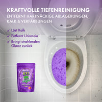 Thumbnail for WC Vorher-Nachher mit violettem Schaum und Fizzclean XXL Green Tornado 1 kg