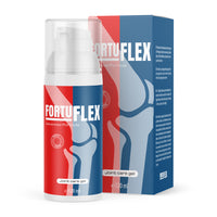 Thumbnail for Dose mit Spenderaufsatz mit FORTUFLEX-Schriftzug und Gelenkgrafik vor farbiger Faltschachtel