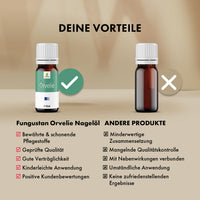 Thumbnail for Vergleichsgrafik mit Fungustan Orvelie Nagelöl und brauner Flasche ohne Etikett