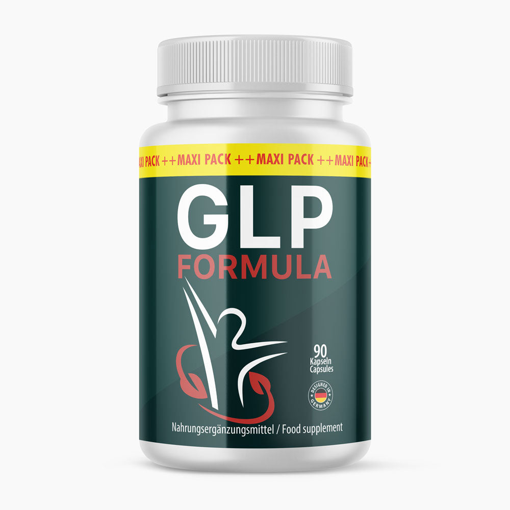 GLP Formula Forte Maxi Pack als Nahrungsergänzungsmittel in Dose mit 90 Kapseln auf weißem Hintergrund