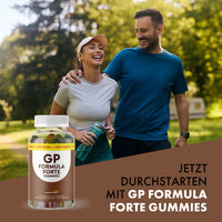 Thumbnail for GP Formula Forte Gummies neben  Paar im Park mit sichtbarem Werbetext zum Produkt