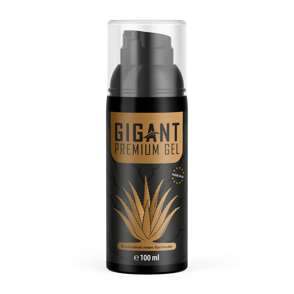 Schwarze Flasche Gigant Premium Gel mit goldener Aufschrift und durchsichtigem Deckel, 100 m