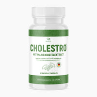 Thumbnail for Dose CHOLESTRO mit Mariendistelextrakt in grün-weißem Design und 60 Kapseln