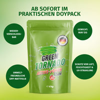 Thumbnail for Green Tornado Active-Power Foam im grünen Doypack 1 kg mit Hinweisen zu Verpackungsvorteilen
