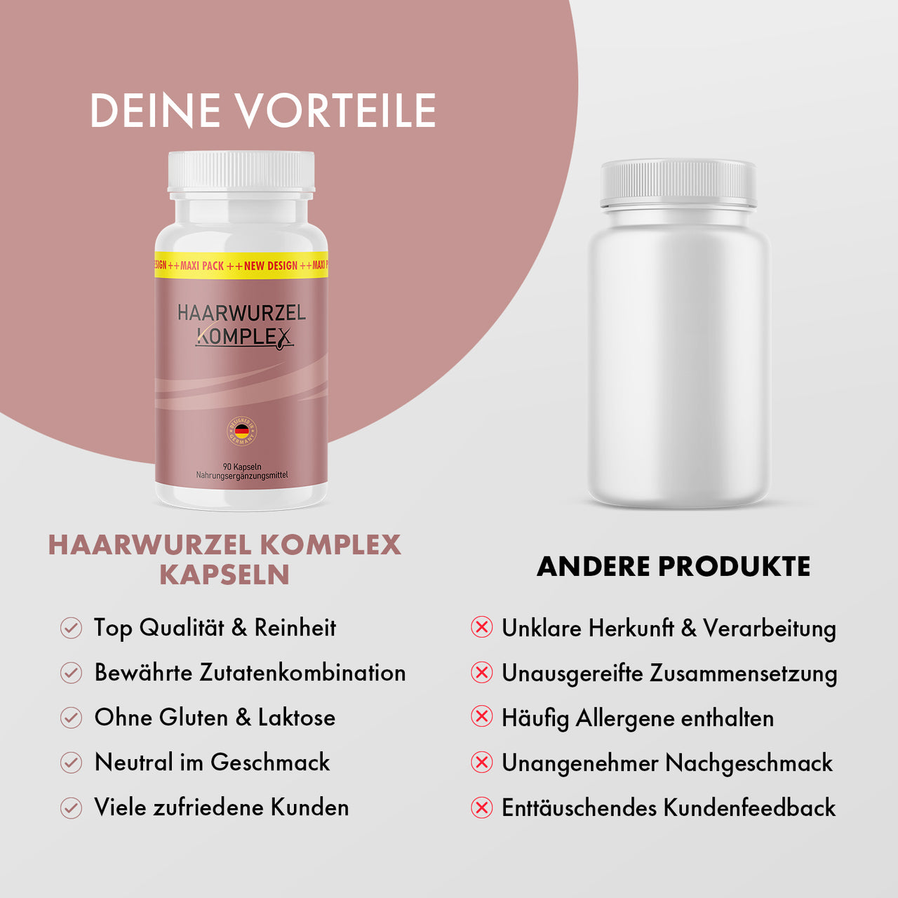Haarwurzel Komplex Dose wird anderen Produkten mit Vorteilen und Nachteilen gegenübergestellt