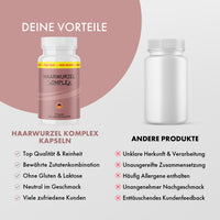 Thumbnail for Haarwurzel Komplex Dose wird anderen Produkten mit Vorteilen und Nachteilen gegenübergestellt