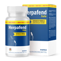 Thumbnail for Dose und Packung Herpafend Forte mit Aufdruck Advanced Formula mit Echinacea-Extrakt, 90 Kapseln
