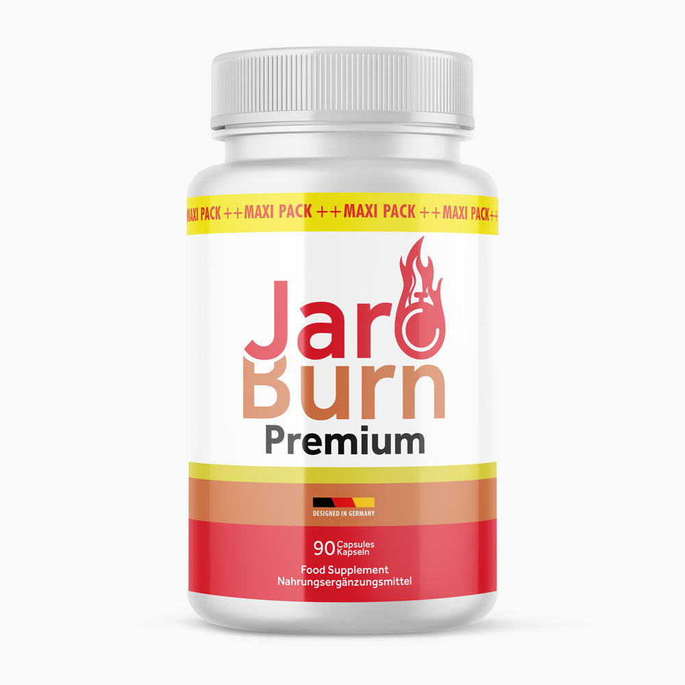 Dose des Nahrungsergänzungsmittels Jaro Burn Premium mit weißem Deckel und Aufdruck 90 Kapseln