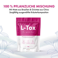 Thumbnail for L-Tox Kräutertee mit Mate und Grüntee, Hinweis auf pflanzliche Mischung und Kräuterkomposition