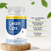Thumbnail for Lean Cps Complex Dose mit 60 Kapseln neben Infopunkten zu Ziel, Maxi-Dose sowie Männern und Frauen