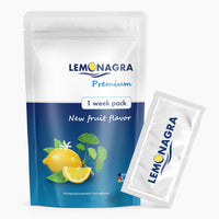 Thumbnail for Weiße Verpackung mit Schrift Lemonagra Premium 1 week pack, daneben einzelner Portionsbeutel
