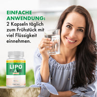 Thumbnail for Anwendungshinweis für Lipo Flame Forte: zwei Kapseln täglich zum Frühstück mit viel Flüssigkeit