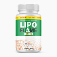 Thumbnail for Weiße Dose Lipo Flame Forte Nahrungsergänzungsmittel mit grünem Etikett und insgesamt 90 Kapseln