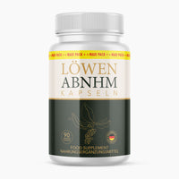 Thumbnail for Dose Löwen ABNHM Kapseln mit weiß-goldenem Etikett und dunklem unteren Bereich auf hellem Grund