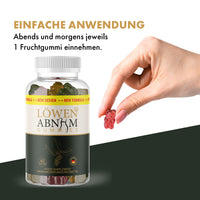 Thumbnail for Löwen ABNHM Gummies mit Anwendungshinweis: morgens und abends jeweils 1 Fruchtgummi einnehmen