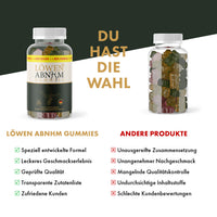 Thumbnail for Werbegrafik vergleicht Löwen ABNHM Gummies mit anderen Produkten und hebt eigene Vorteile hervor 