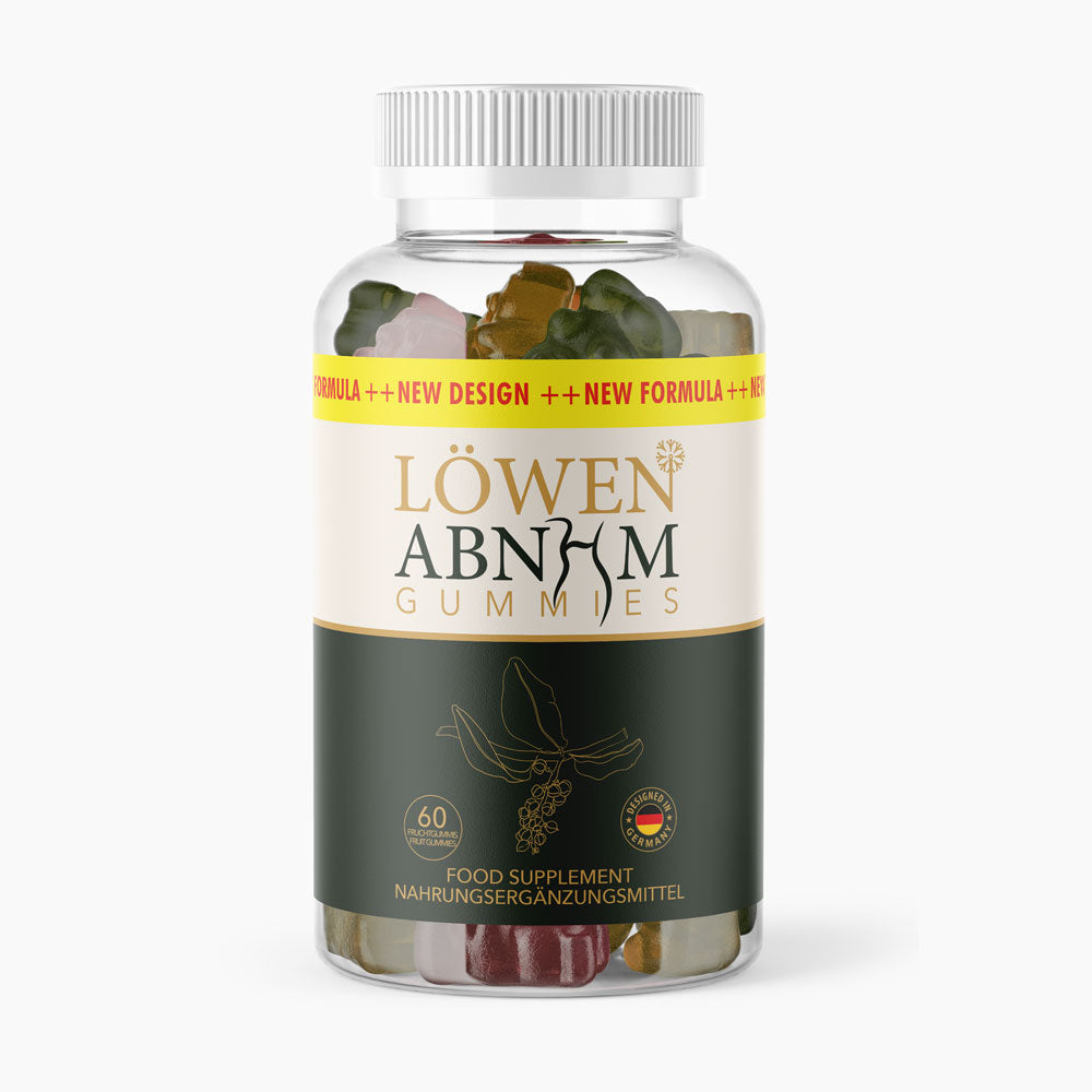 Löwen ABNHM Gummies Nahrungsergänzungsmittel in einer Dose mit 60 Fruchtgummis