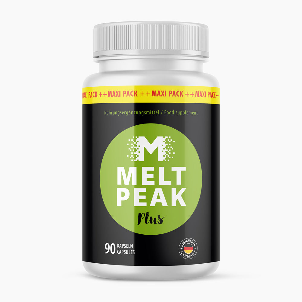 Meltpeak Plus Nahrungsergänzungsmittel in einer Dose mit 90 Kapseln