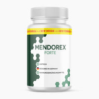 Thumbnail for Dose Mendorex Forte mit grün-weißem Etikett, 60 Kapseln und sichtbarem Hinweis Designed in Germany