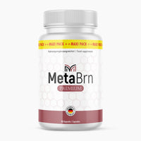 Thumbnail for MetaBrn Premium Dose als Nahrungsergänzungsmittel mit Wabenmuster und 90 Kapseln im Bild