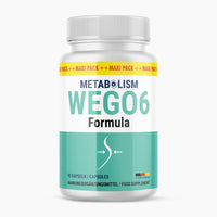Thumbnail for Dose Nahrungsergänzungsmittel Metabolism WEGO6 Formula mit 90 Kapseln, weiß-grünes Etikett frontal dargestellt