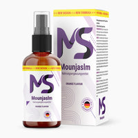 Thumbnail for Mounjaslm Nahrungsergänzungsmittel als braune Sprühflasche mit Umkarton Orange Flavour