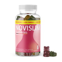 Thumbnail for Transparente Kunststoffdose mit pinkem Etikett Novislim Gummies, 60 Fruchtgummis