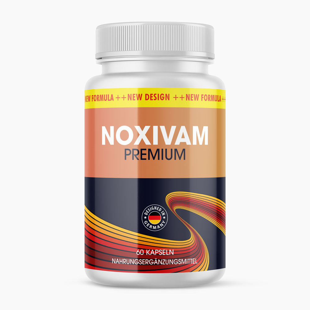Noxivam Premium Nahrungsergänzungsmittel in einer Dose mit 60 Kapseln