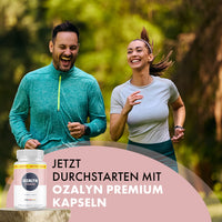 Thumbnail for Zwei joggende Personen neben Ozalyn Premium mit sichtbarem Werbetext zum Nahrungsergänzungsmittel