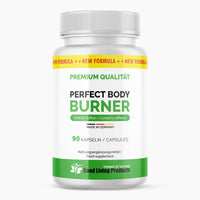 Thumbnail for Weiße Dose mit Schrift PERFECT BODY BURNER, grünem Deckel, 90 Kapseln, Made in Germany