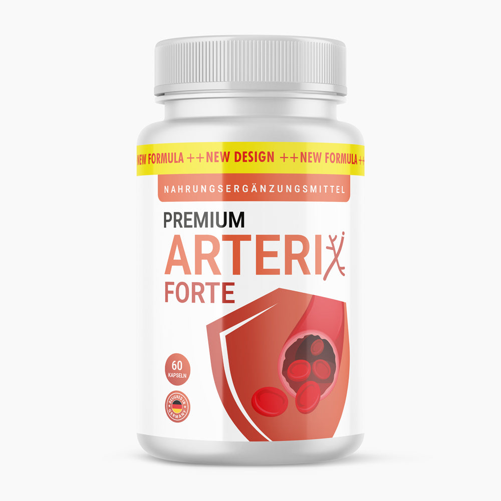 Dose Premium Arterix Forte mit 60 Kapseln und Aufdruck Nahrungsergänzungsmittel