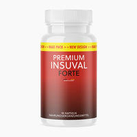 Thumbnail for Dose Premium Insuval Forte mit 90 Kapseln, rotbraunem Verlaufsetikett und hellem Hintergrund