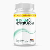 Thumbnail for Dose Premium Mounjaflow Nahrungsergänzungsmittel mit 90 Kapseln und grüner Welle auf Etikett
