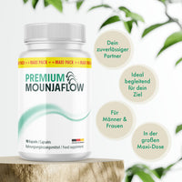 Thumbnail for Dose Premium Mounjaflow Kapseln mit 90 Kapseln, daneben vier Infokreise mit Produktmerkmalen