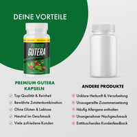 Thumbnail for Premium Gutera Produktvergleich mit Kapseldose, Prüfsymbolen und Hinweisen zu Vorteilen im Bild