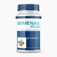 Thumbnail for Dose Semenax Plus mit Schrift Nahrungsergänzungsmittel, blauem Etikett und 60 Kapseln sichtbar